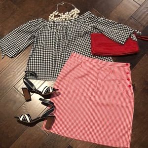 NWT Black/white Gingham Checkered Top